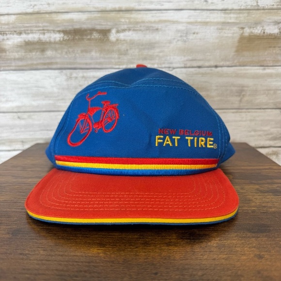 New Belgium Brewing Fat Tire Cap with Logo Red Blue Yellow Snap Back Hat - Picture 1 of 6